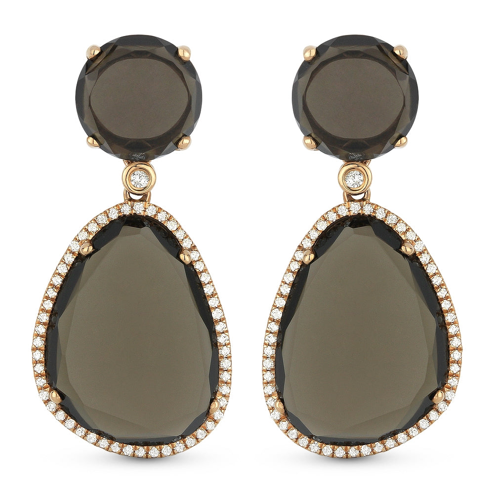 Madison L 14K Rose Gold Smokey Topaz Drop Earrings - style DE10385