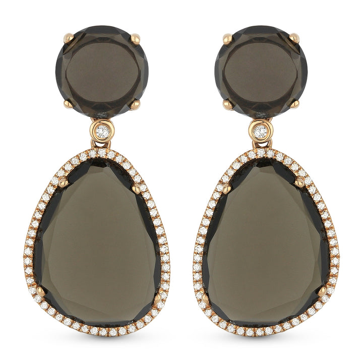 Madison L 14K Rose Gold Smokey Topaz Drop Earrings - style DE10385