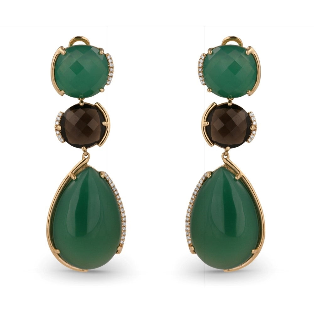 Madison L 14K Yellow Gold Green Agate Drop Earrings - style DE10403