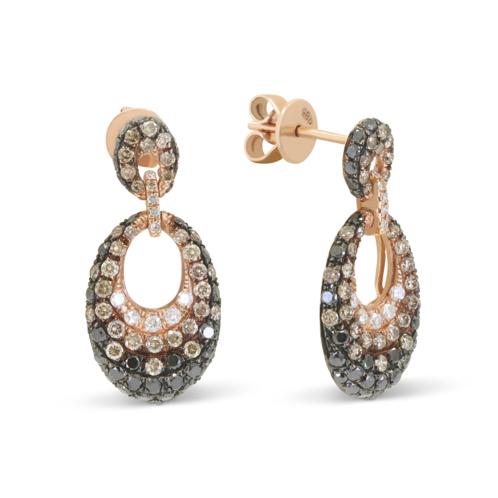 Madison L 14K Rose Gold Black Diamond Drop Earrings - style DE10651