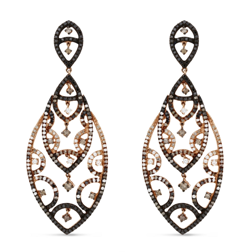 Madison L 14K Rose Gold Brown Diamond Drop Earrings - style DE10740
