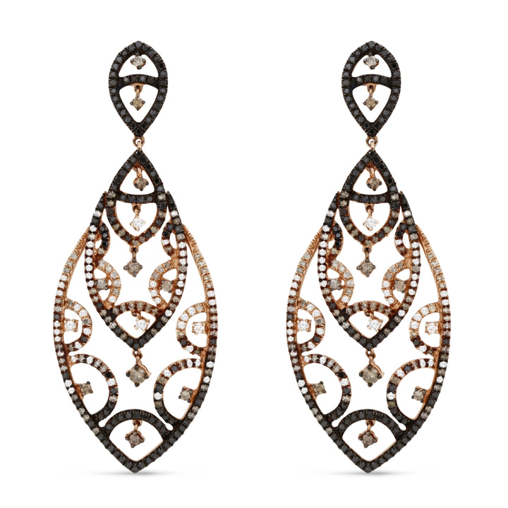 Madison L 14K Rose Gold Brown Diamond Drop Earrings - style DE10740