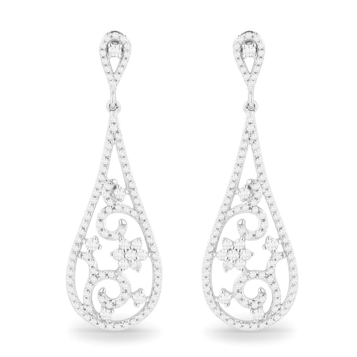 Madison L 14K White Gold Diamond Drop Earrings - style DE11139