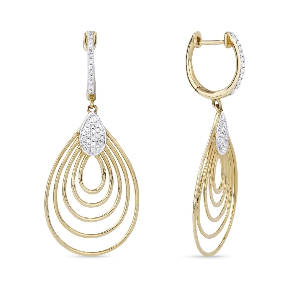 Madison L 14K Two Tone Gold Diamond Drop Earrings - style DE11206