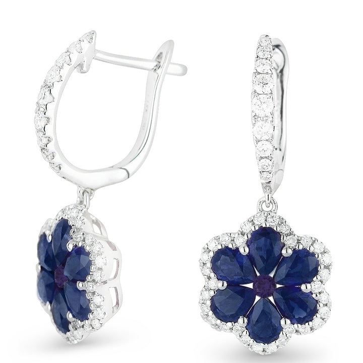 Madison L 18K White Gold Sapphire Flower Drop Earrings - style DE11333