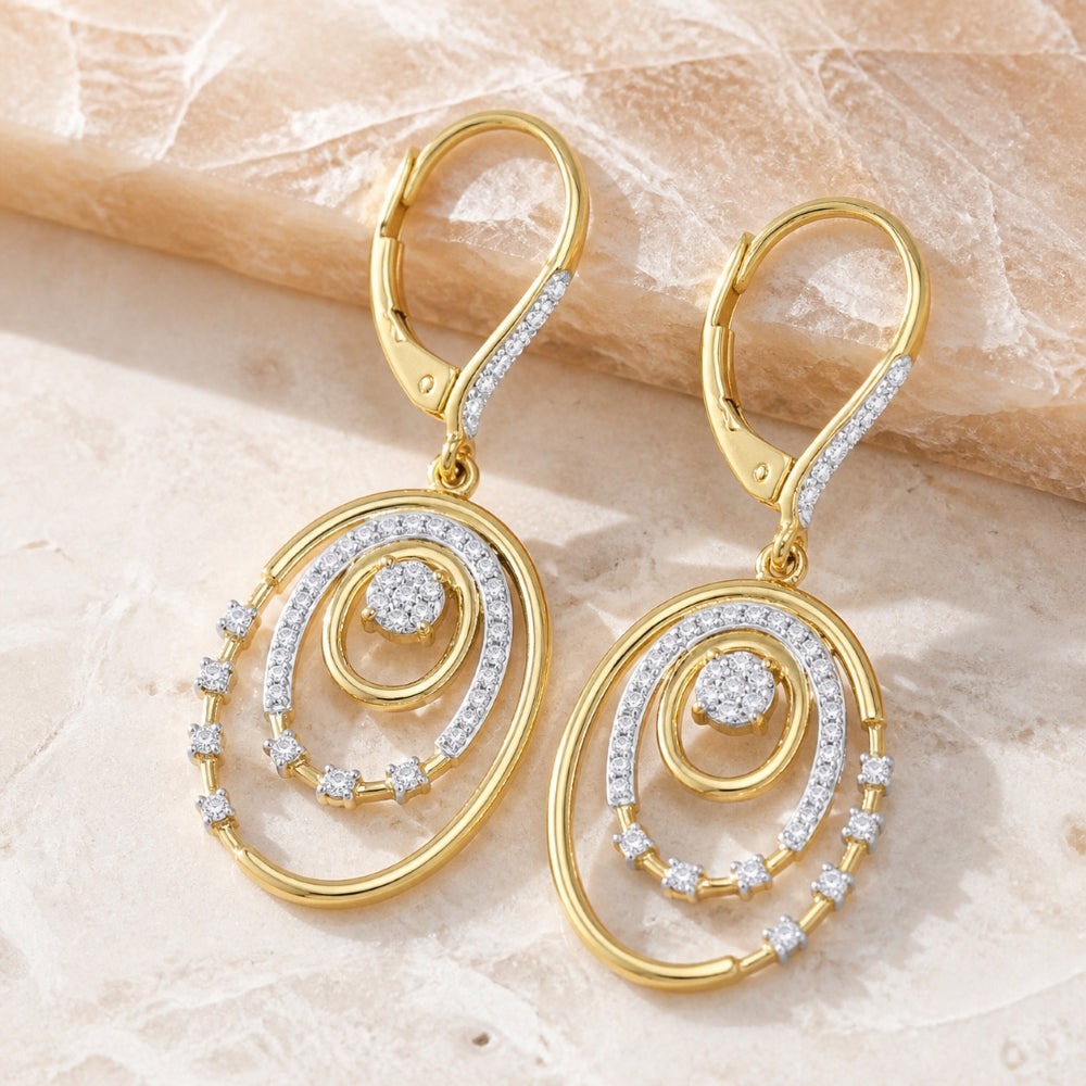 DE11747 - 14K Yellow Gold Diamond Drop Earrings