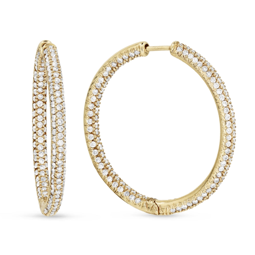 Madison L 14K Yellow Gold Diamond In & Out Hoop Earrings - style DE2434