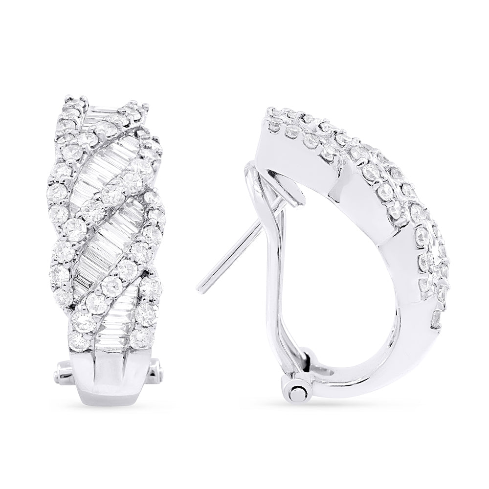 Madison L 18K White Gold Diamond Hoop Earrings - style DE3953