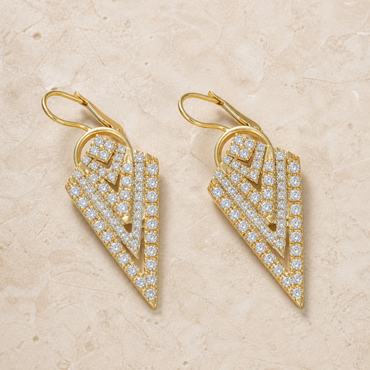DE3969 - 14K Two Tone Gold Diamond Drop Earrings