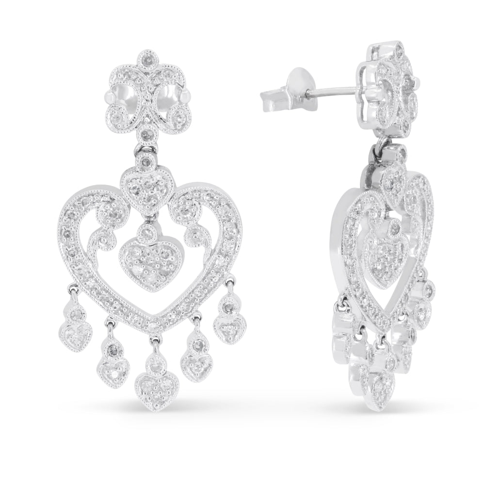 Madison L 14K White Gold Diamond Drop Earrings - style DE4468