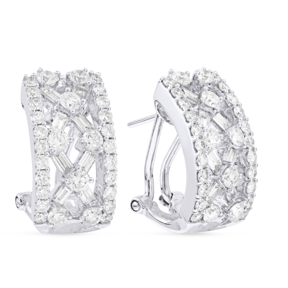 Madison L 18K White Gold Diamond Hoop Earrings - style DE4982