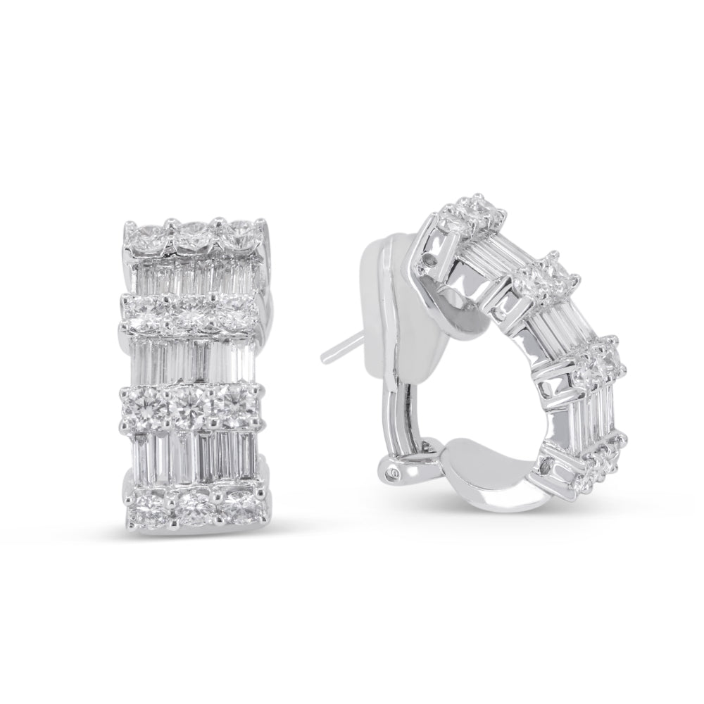 Madison L 18K White Gold Diamond Hoop Earrings - style DE5062