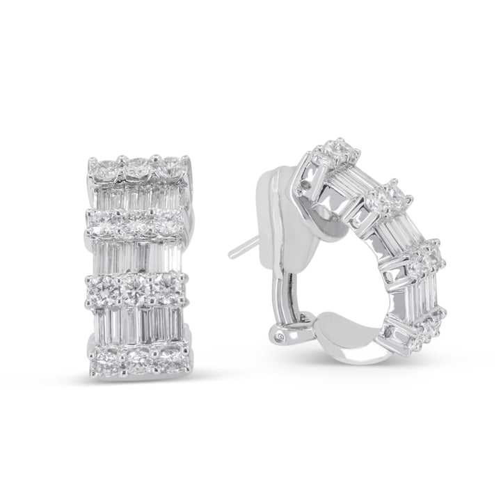 Madison L 18K White Gold Diamond Hoop Earrings - style DE5062