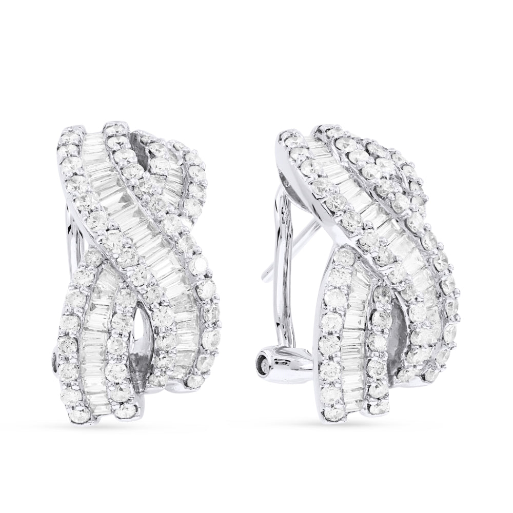 Madison L 18K White Gold Diamond Hoop Earrings - style DE5081