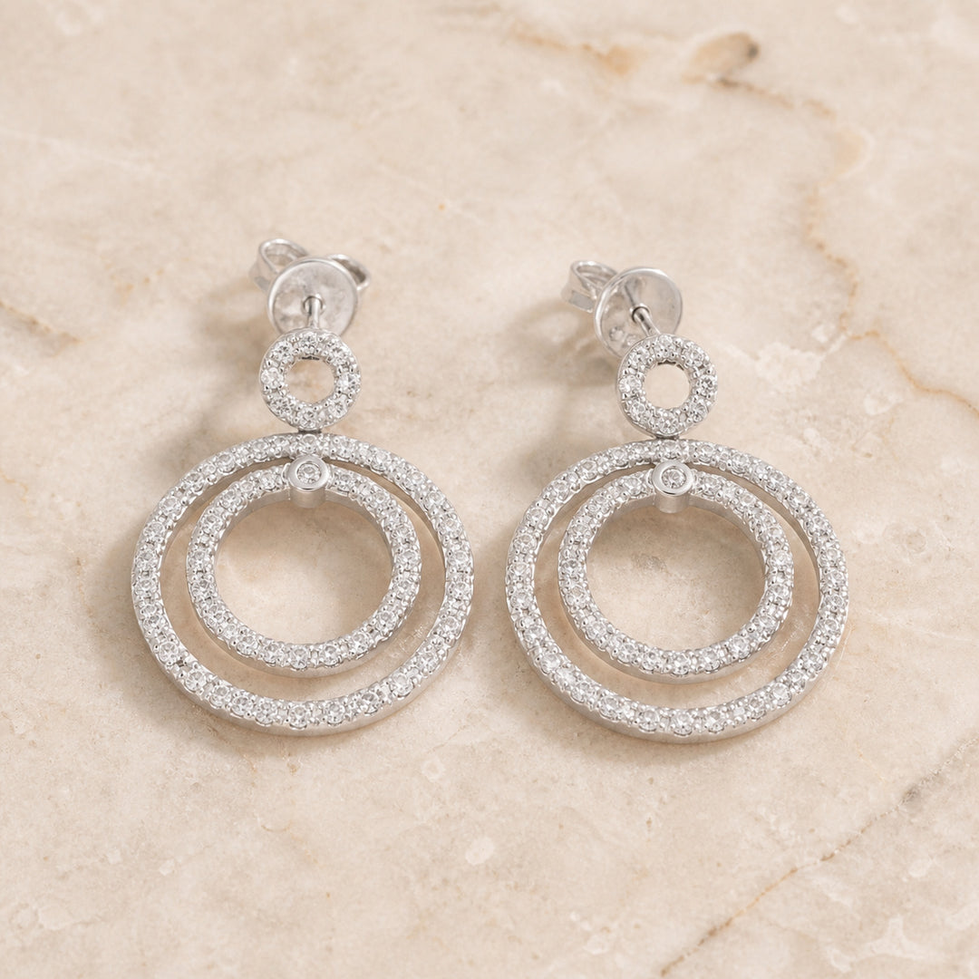 DE5227 - 14K White Gold Diamond Drop Earrings