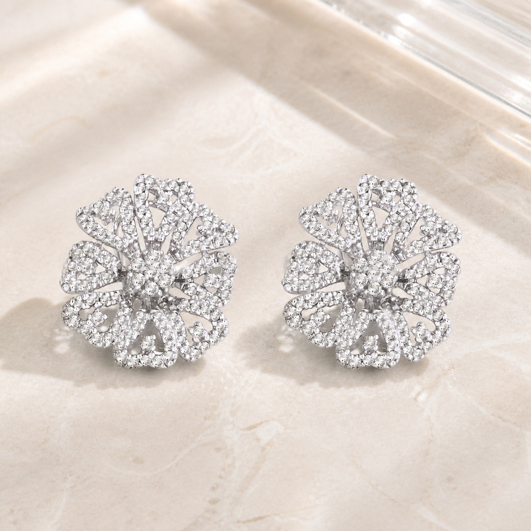 DE5240 - 14K White Gold Diamond Stud Earrings