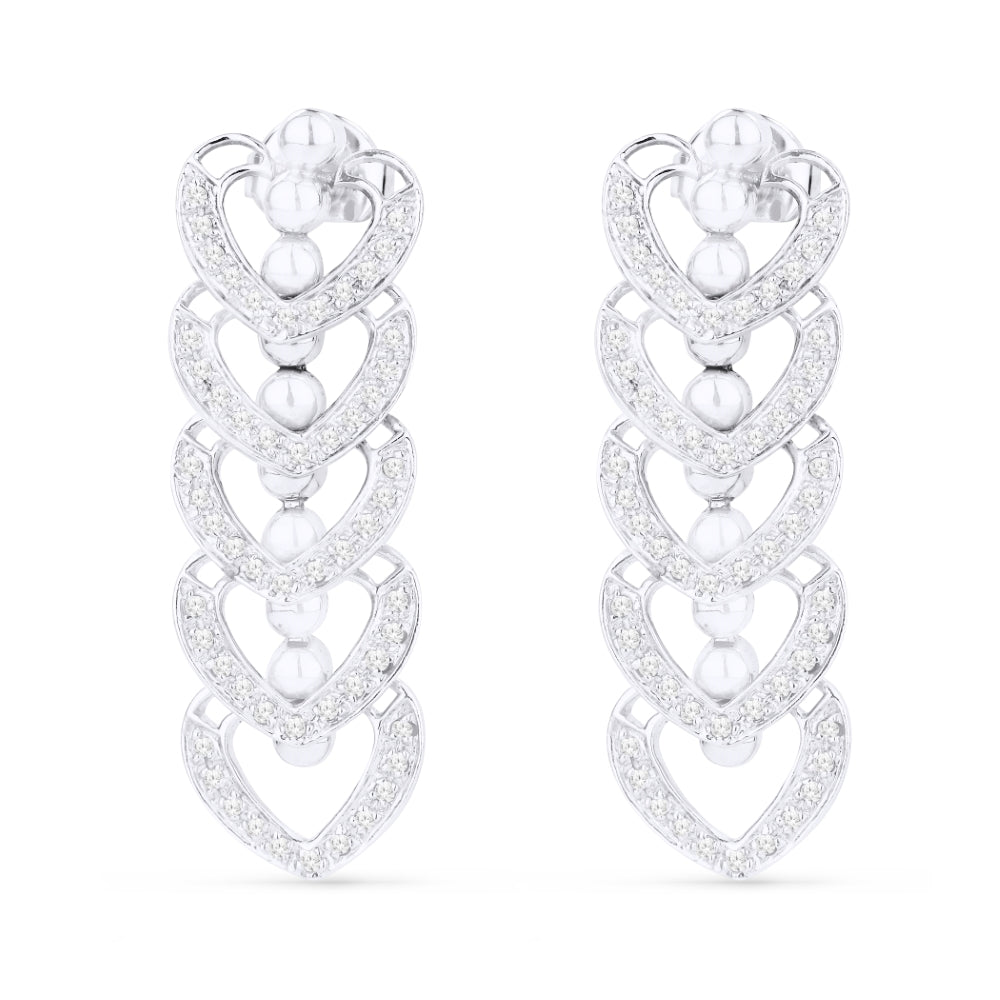 Madison L 14K White Gold Diamond Heart Drop Earrings - style DE5265