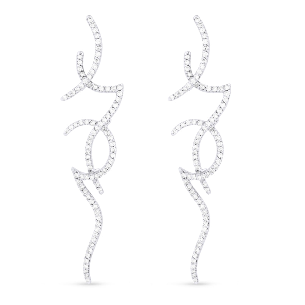 Madison L 18K White Gold Diamond Drop Earrings - style DE5417