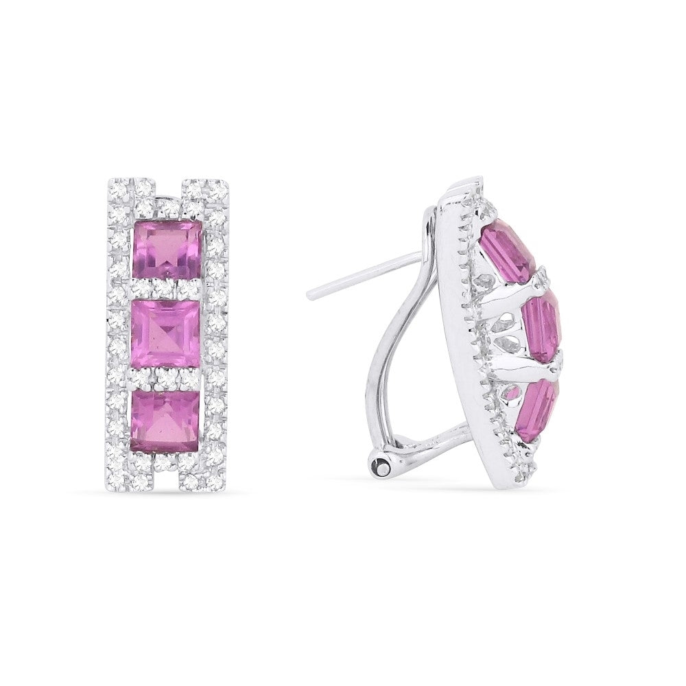 Madison L 14K White Gold Rose Quartz Hoop Earrings - style DE5447
