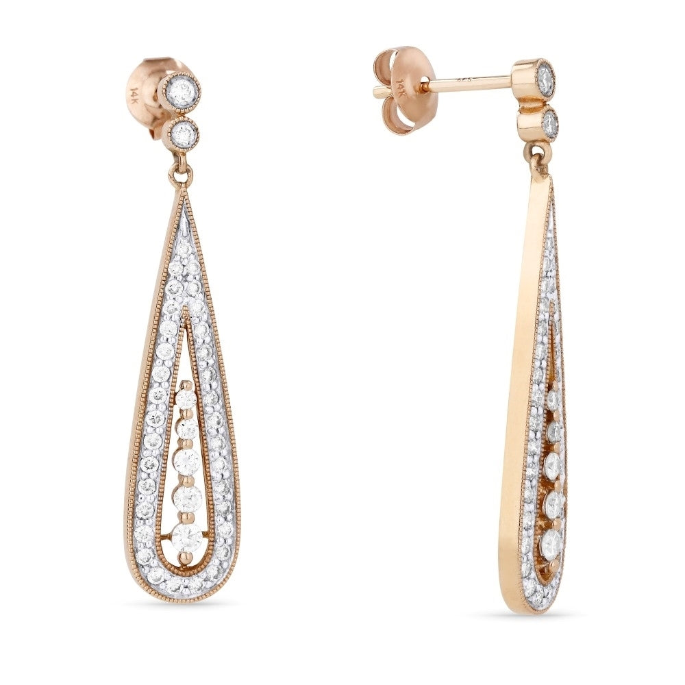 Madison L 14K Rose Gold Diamond Drop Earrings - style DE5550