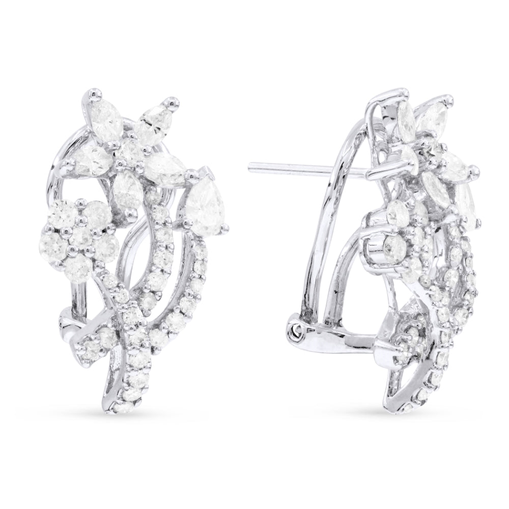 Madison L 18K White Gold Diamond Hoop Earrings - style DE5910
