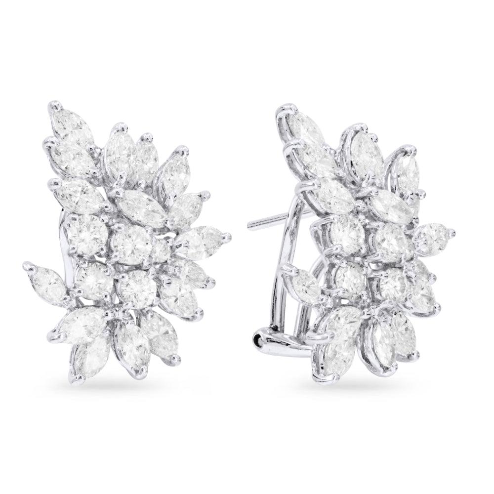 Madison L 18K White Gold Diamond Flower Hoop Earrings - style DE6425