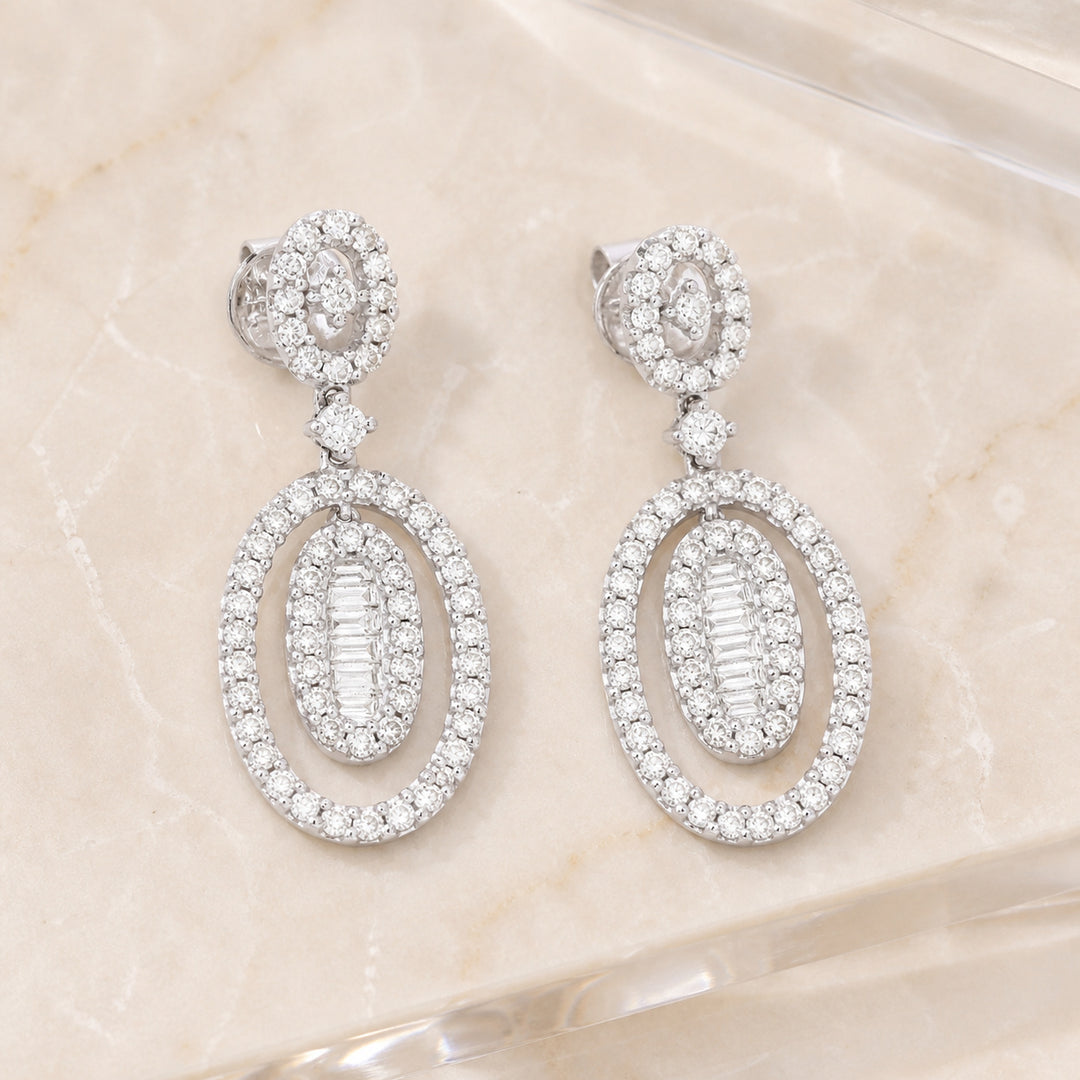 DE6748 - 18K White Gold Diamond Drop Earrings