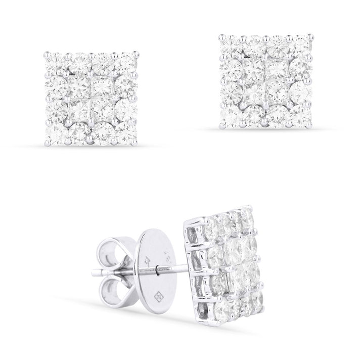 Madison L 18K White Gold Diamond Cluster Stud Earrings - style DE6820