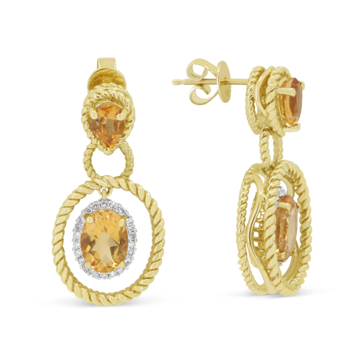 Madison L 14K Yellow Gold Citrine Drop Earrings - style DE6927
