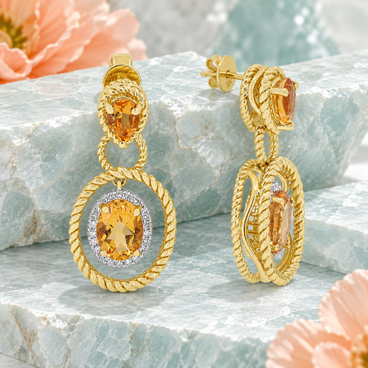 DE6927 - 14K Yellow Gold Citrine Drop Earrings