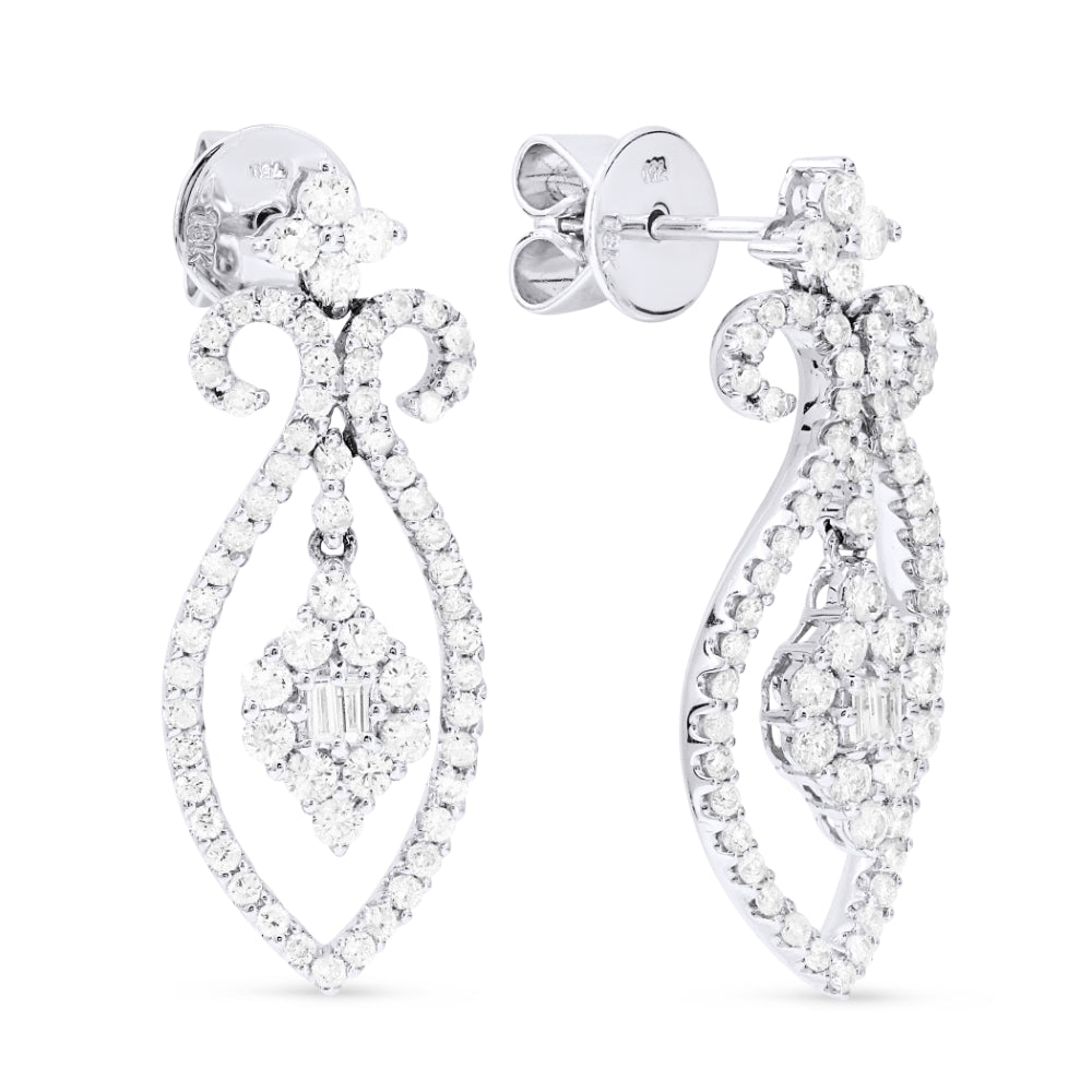 Madison L 18K White Gold Diamond Drop Earrings - style DE6974