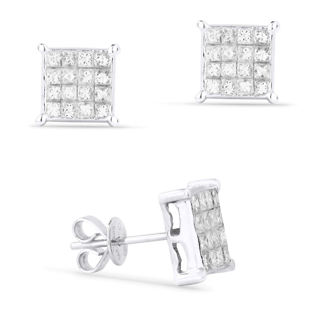 Madison L 14K White Gold Diamond Cluster Stud Earrings - style DE7236