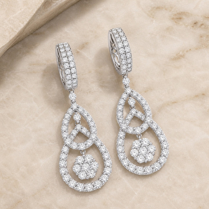 DE7642 - 18K White Gold Diamond Drop Earrings