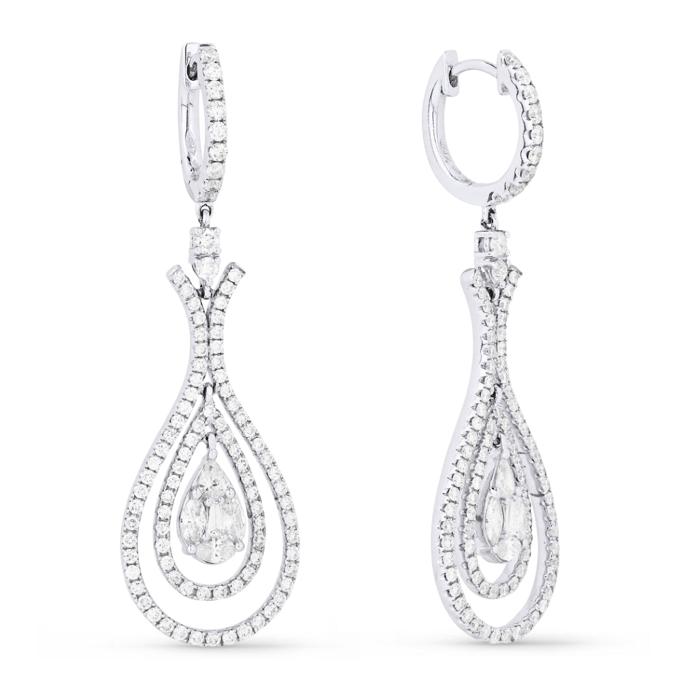 Madison L 18K White Gold Diamond Drop Earrings - style DE7844