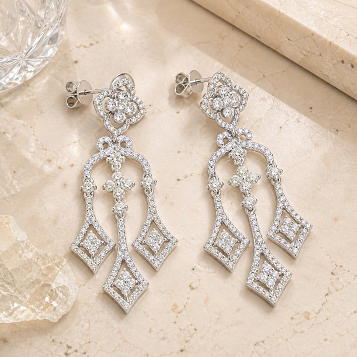 DE8150 - 18K White Gold Diamond Drop Earrings