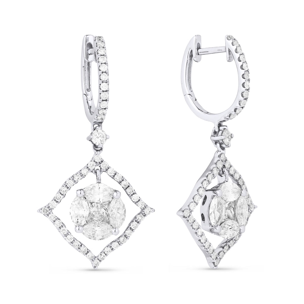 Madison L 18K White Gold Diamond Drop Earrings - style DE9340