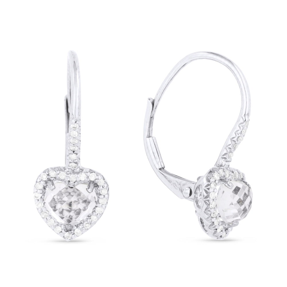 Madison L 14K White Gold White Topaz Heart Drop Earrings - style DE9500