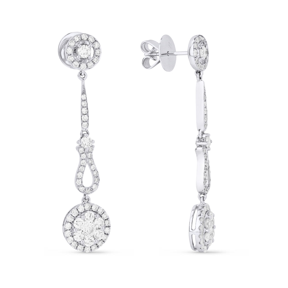 Madison L 18K White Gold Diamond Drop Earrings - style DE9749