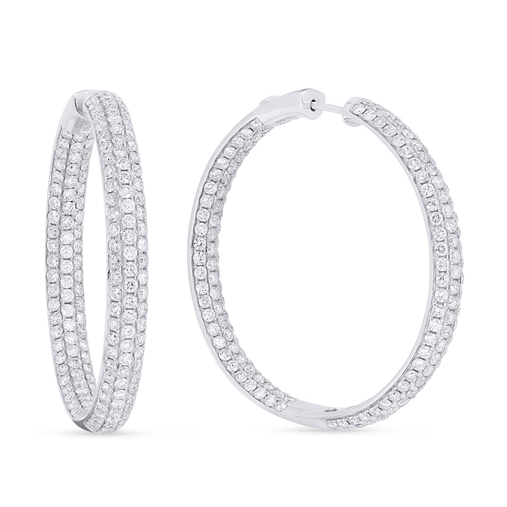 Madison L 18K White Gold Diamond In & Out Hoop Earrings - style DE9786