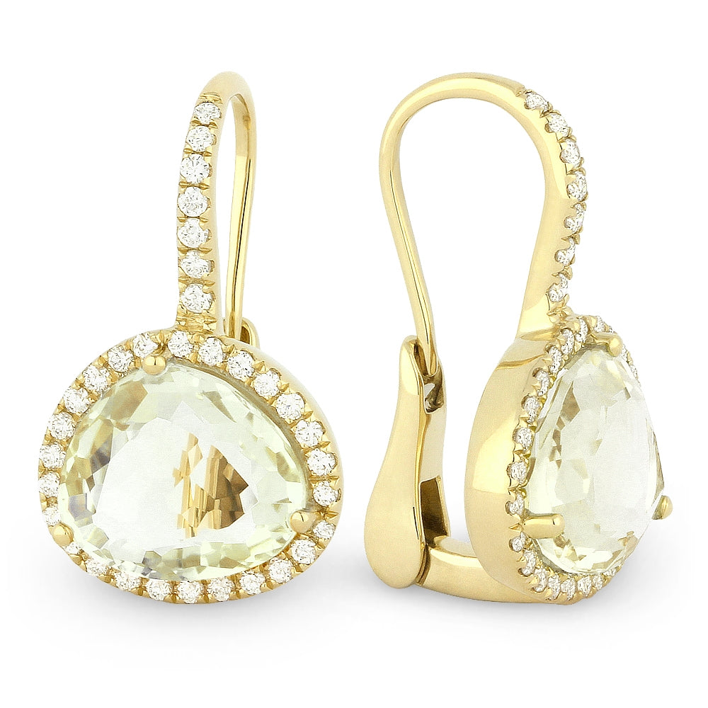 Madison L 14K Yellow Gold Green Amethyst Drop Earrings - style DE9872
