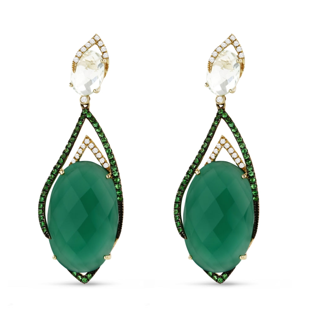 Madison L 14K Yellow Gold Green Agate Drop Earrings - style DE9957