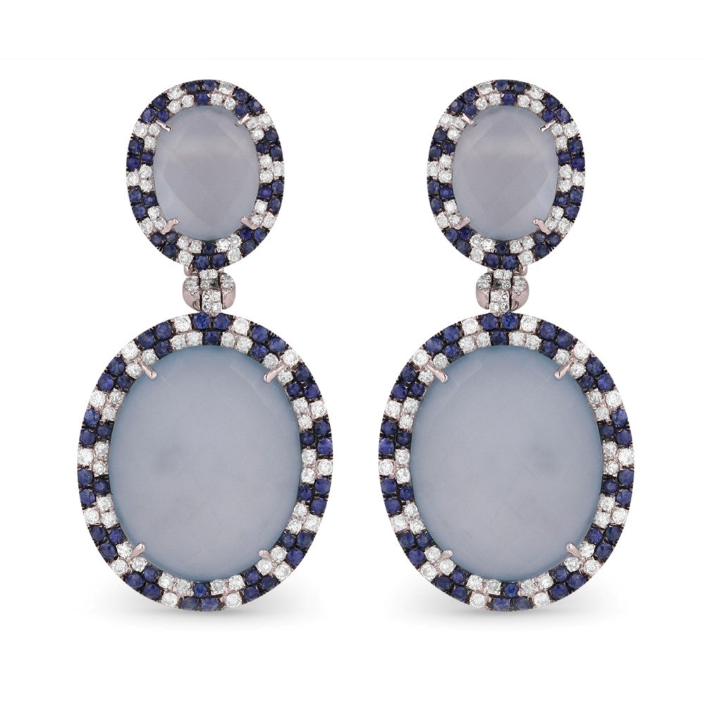 Madison L 14K White Gold Blue Topaz Drop Earrings - style DE9990