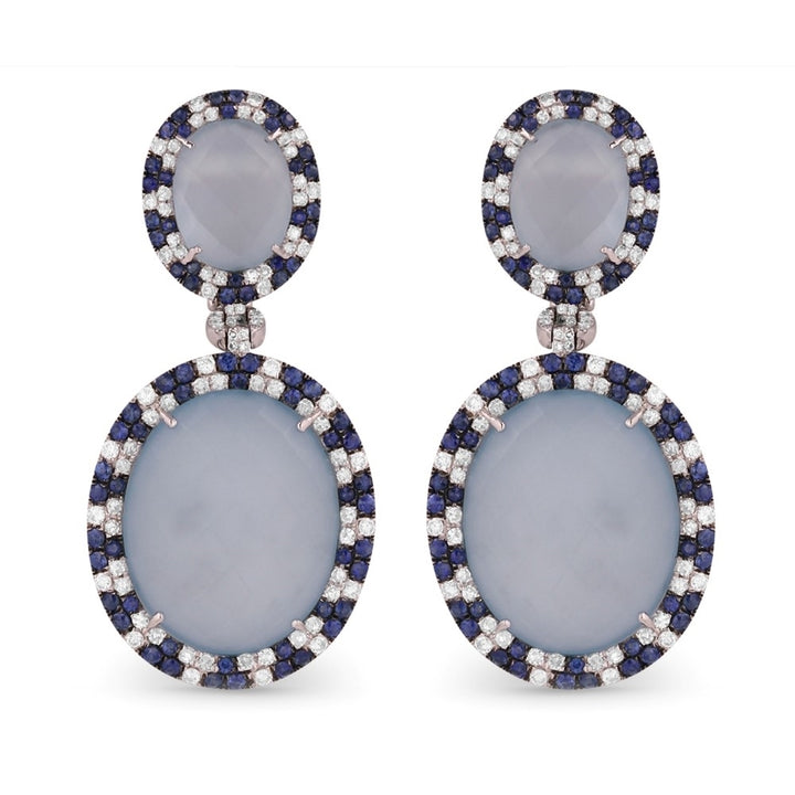 Madison L 14K White Gold Blue Topaz Drop Earrings - style DE9990