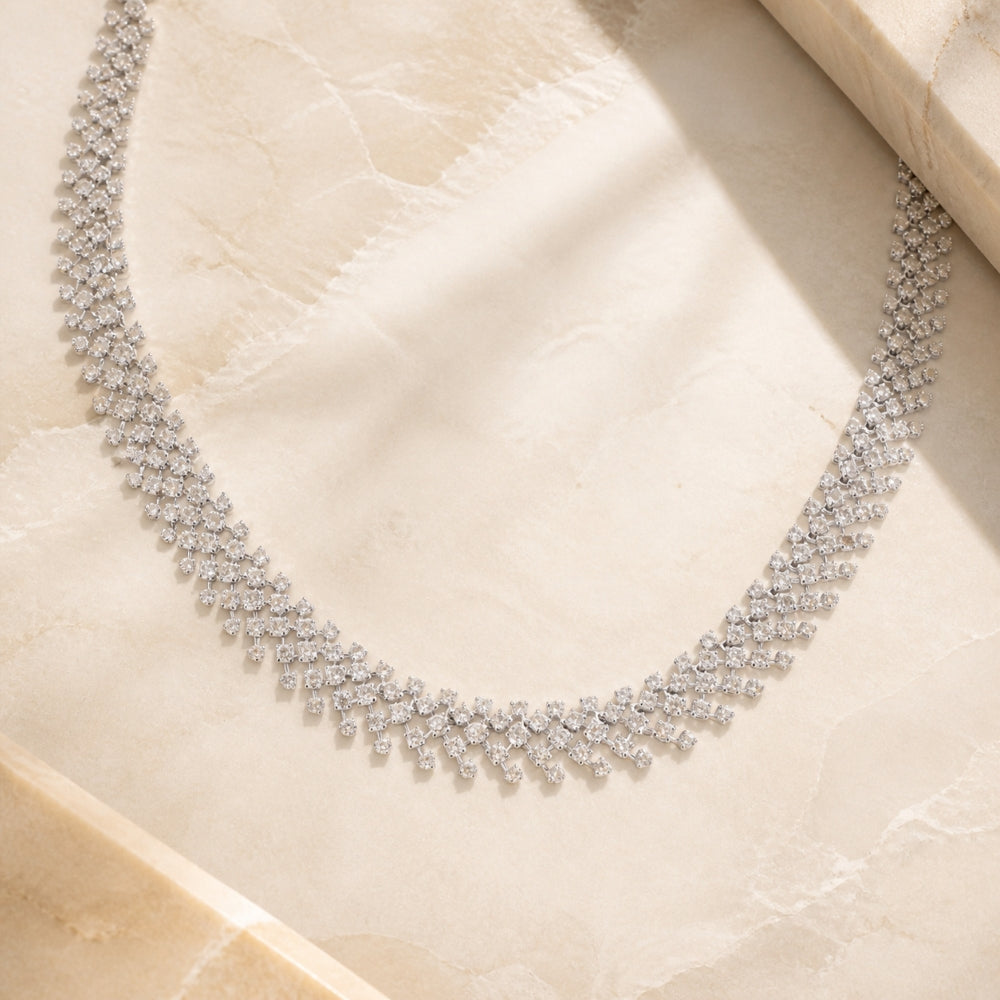 DN2951 - 18K White Gold Diamond Cocktail Necklace