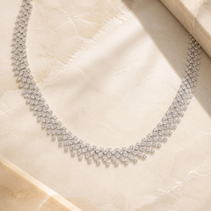 DN2951 - 18K White Gold Diamond Cocktail Necklace