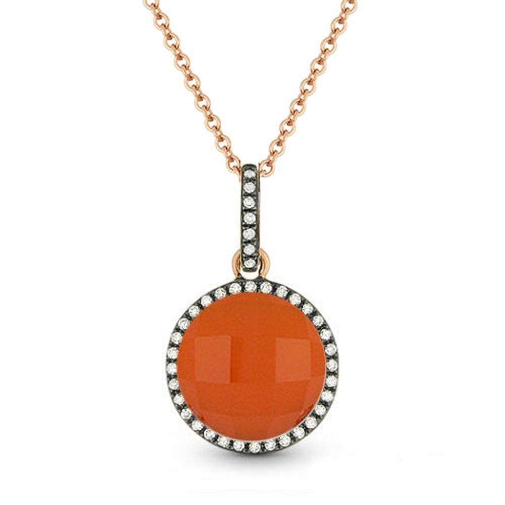 Madison L 14K Rose Gold Red Agate Pendant - style DN4036
