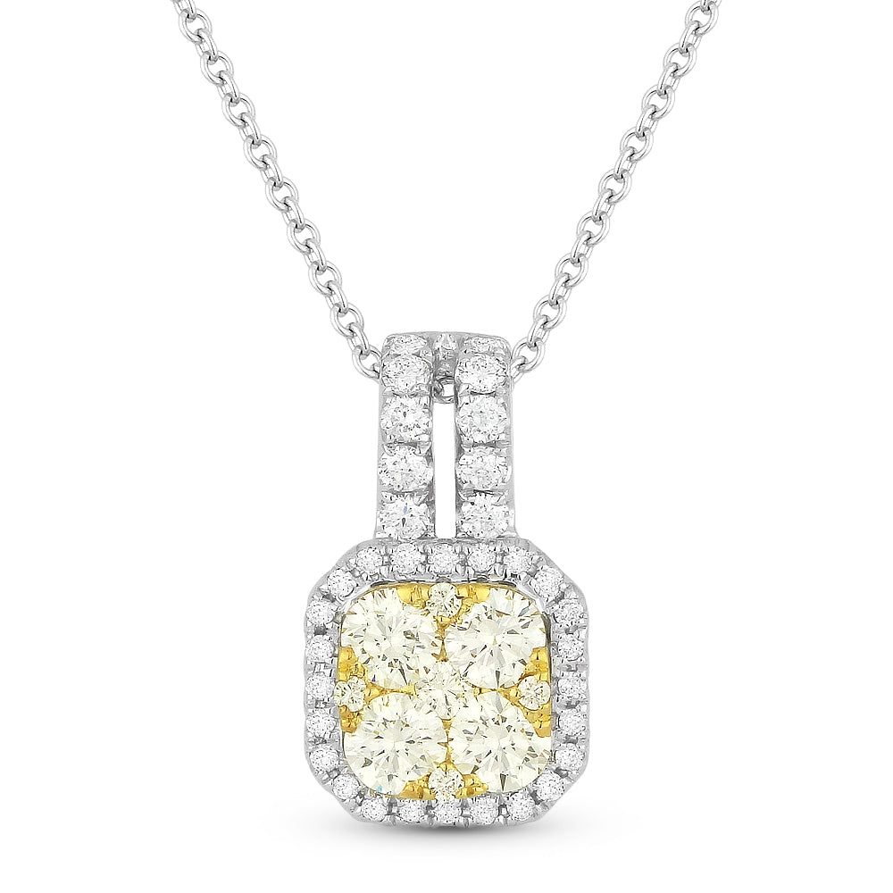 Madison L 18K White Gold Yellow Diamond Cluster Pendant - style DN4628