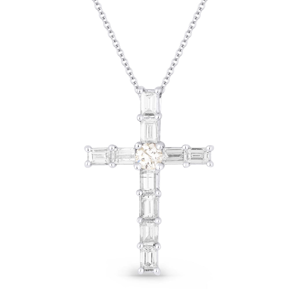 Madison L 18K White Gold Diamond Crucifix Cross Necklace - style DP2398