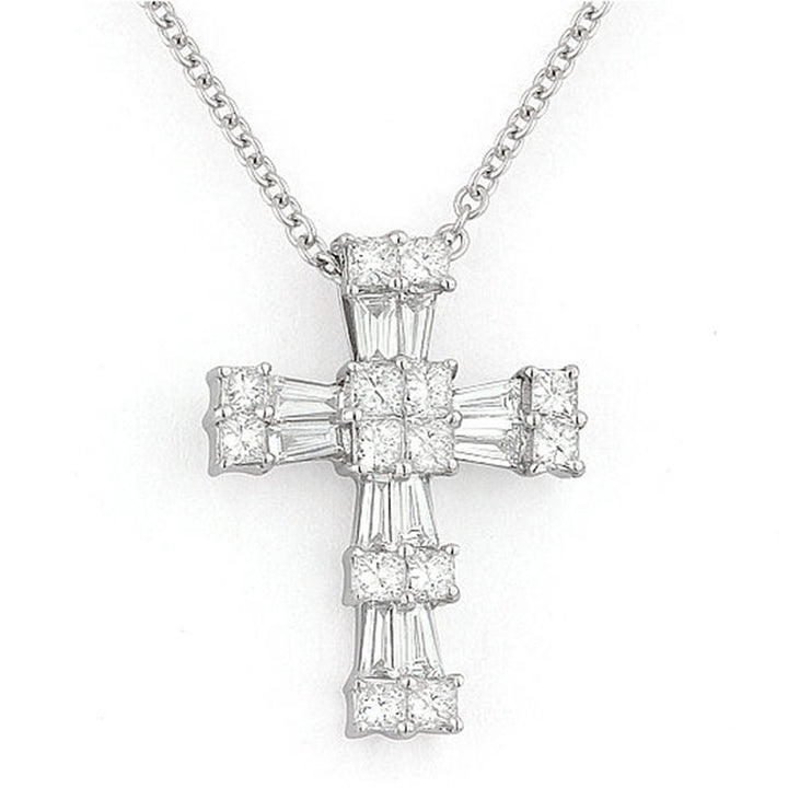Madison L 18K White Gold Diamond Crucifix Cross Pendant - style DP3977