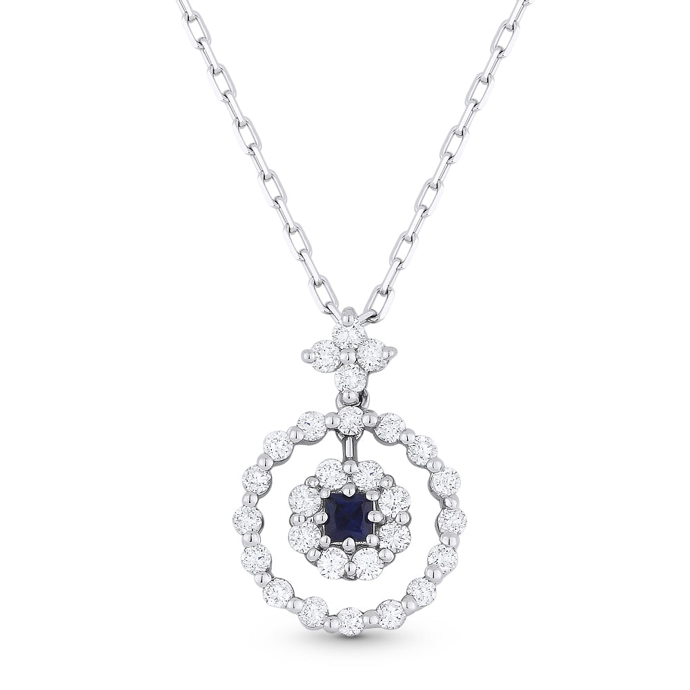 Madison L 18K White Gold Sapphire Round Pendant - style DP4328